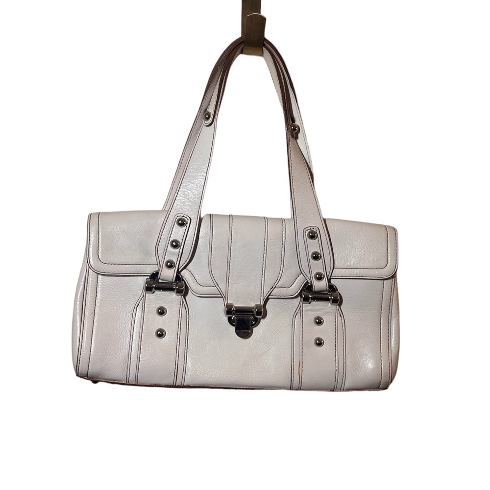ROXX New York Vintage Y2K handbag satchel purse glazed leather white